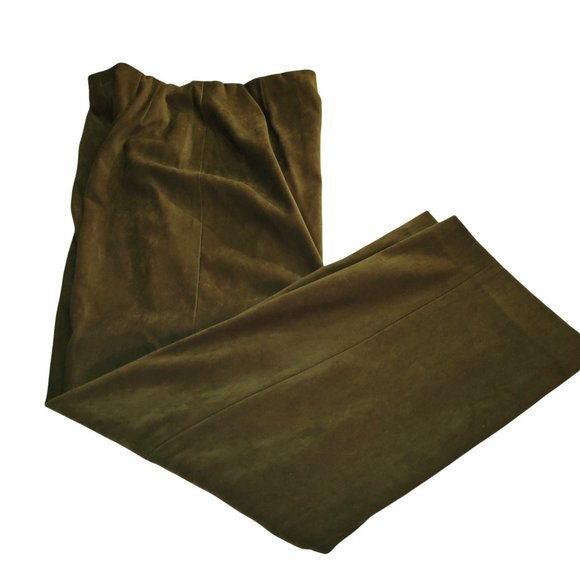 Olive Green Faux Suede Pants - Picture 1 of 7
